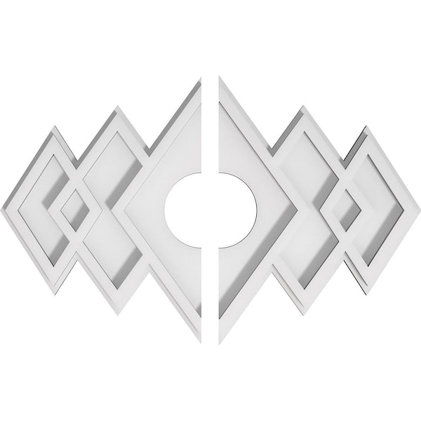 Ekena Millwork Zoe Architectural Grade PVC Ceiling Medallion, 16"W x 10 5/8"H x 3"ID x 5"C x 1"P, Two-Piece CMP16X10ZE2-03000 - main